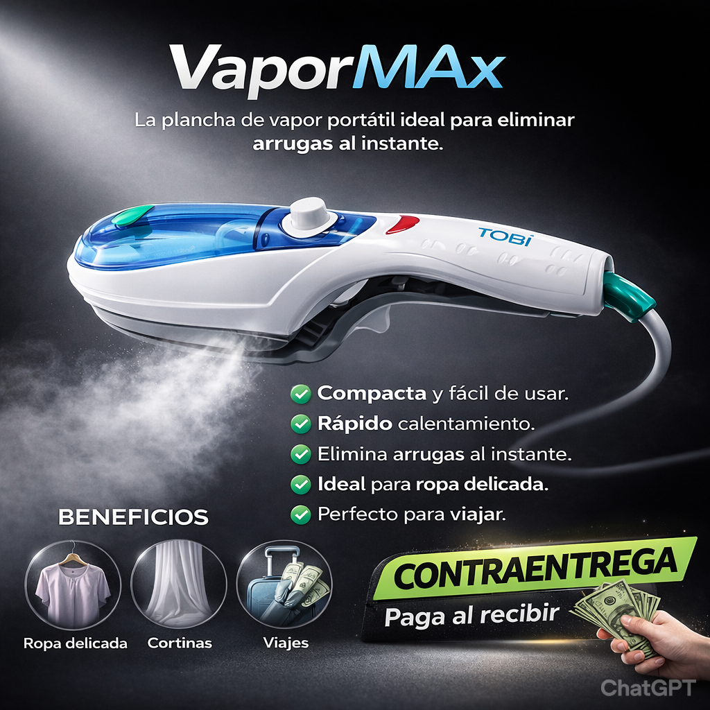 VaporMax: Plancha Portátil a Vapor, Ideal para Hogar y Viaje.