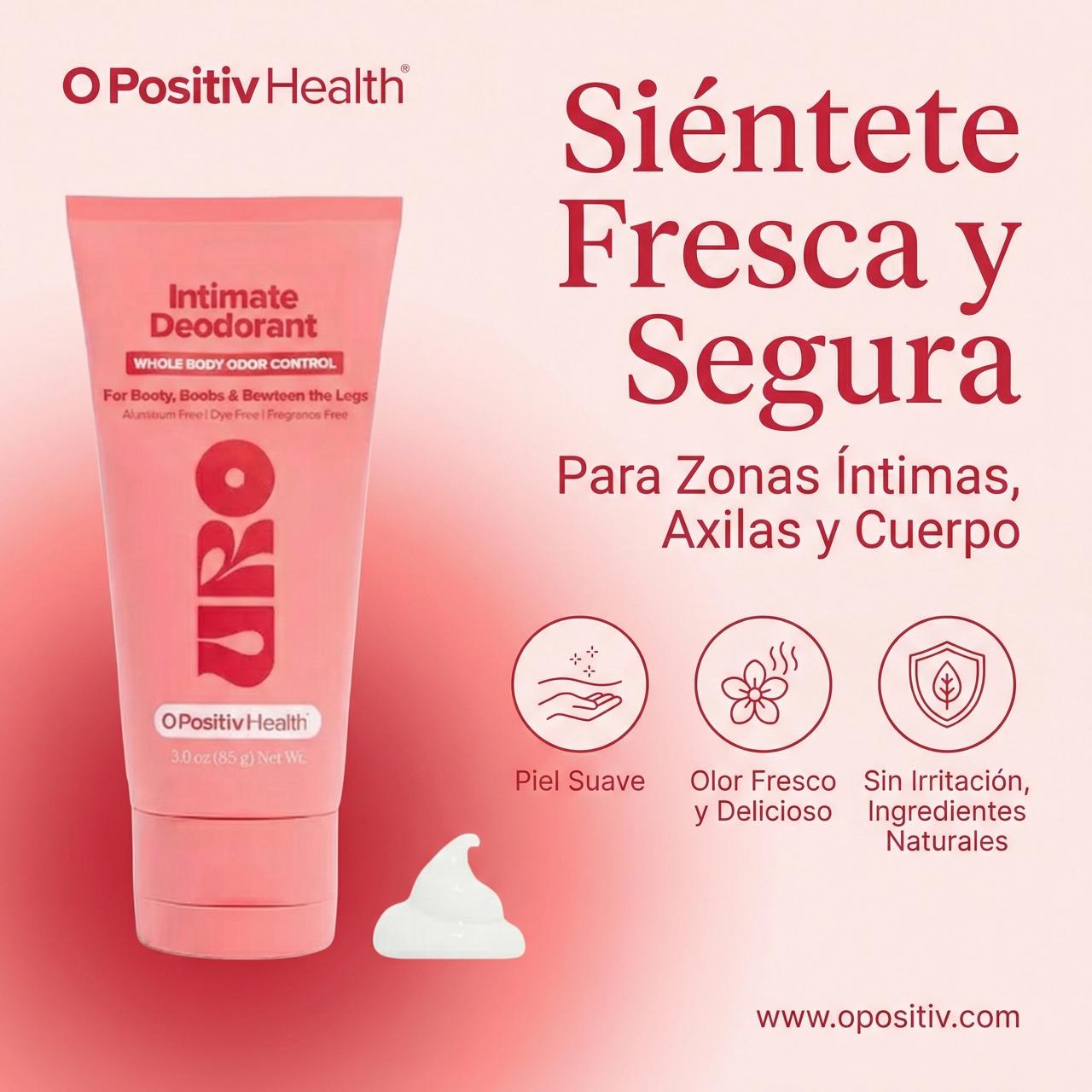 URO Desodorante Corporal™: Suave y Fresco que controla el olor en zonas sensibles sin irritación