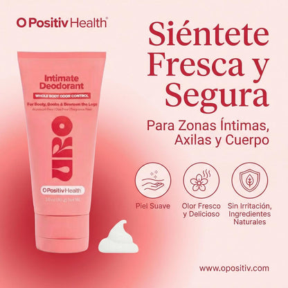 URO Desodorante Corporal™: Suave y Fresco que controla el olor en zonas sensibles sin irritación