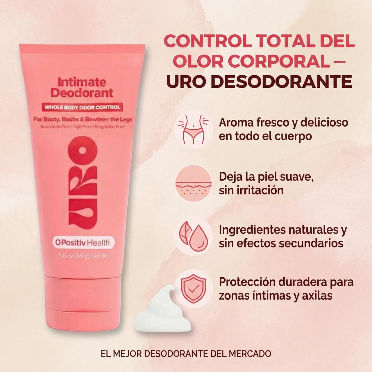 URO Desodorante Corporal™: Suave y Fresco que controla el olor en zonas sensibles sin irritación