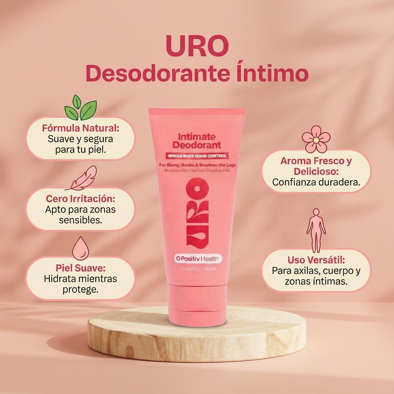 URO Desodorante Corporal™: Suave y Fresco que controla el olor en zonas sensibles sin irritación